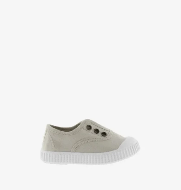 Bamba de Lona sin Cordones Beige