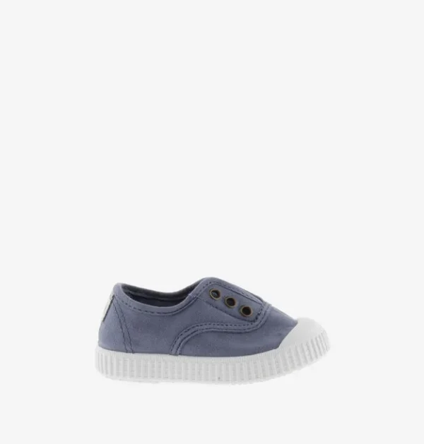Bamba de Lona sin Cordones Azul